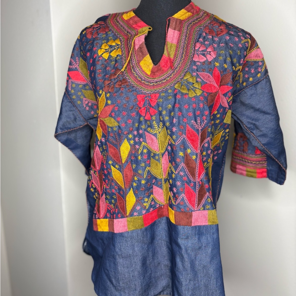 Colorful Embroidered Tunic Top